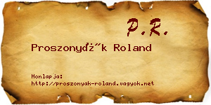Proszonyák Roland névjegykártya