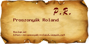 Proszonyák Roland névjegykártya